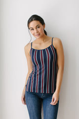 KOKOON Scoop Neck Cami Navy and Red Stripe Main