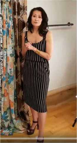 KOKOON Natalia Midi Dress in Black Gangster Stripe