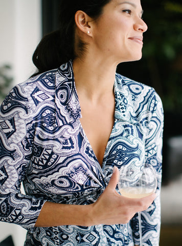 KOKOON Splendid Twist Blouse Navy Swirl Detail