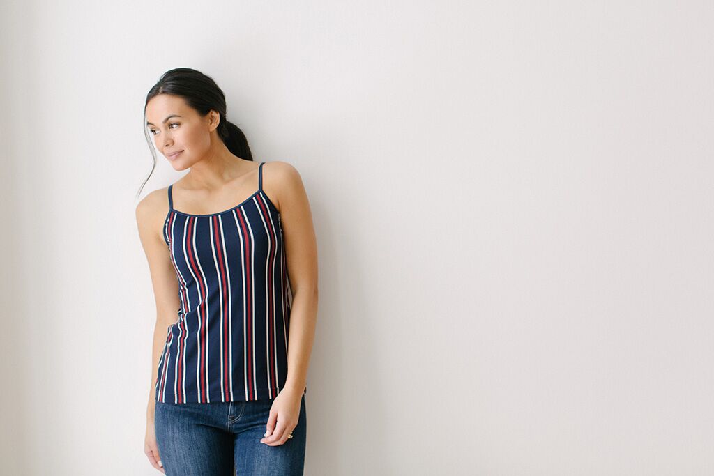 KOKOON Scoop Neck Cami Navy and Red Stripe 2